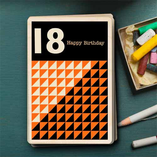 18th Birthday card – Mid-Century Inspired - The Wooden Postcard Company