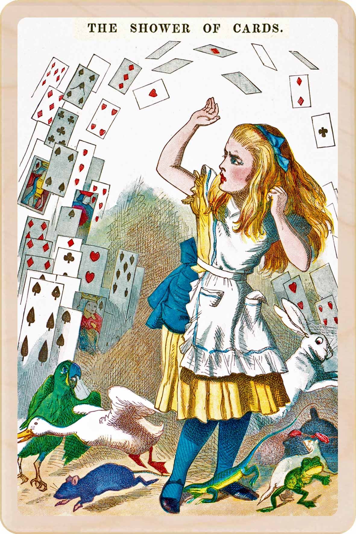 Shower of Cards – Alice in Wonderland Wooden Postcard