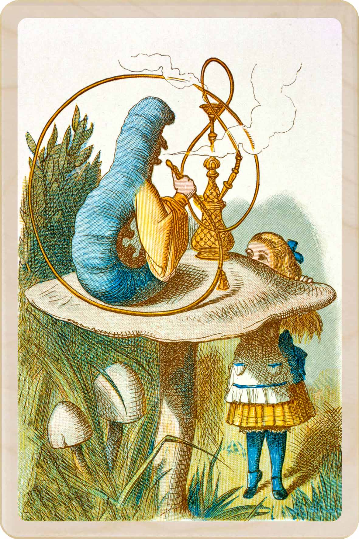 The Blue Caterpillar – Alice in Wonderland Wooden Postcard