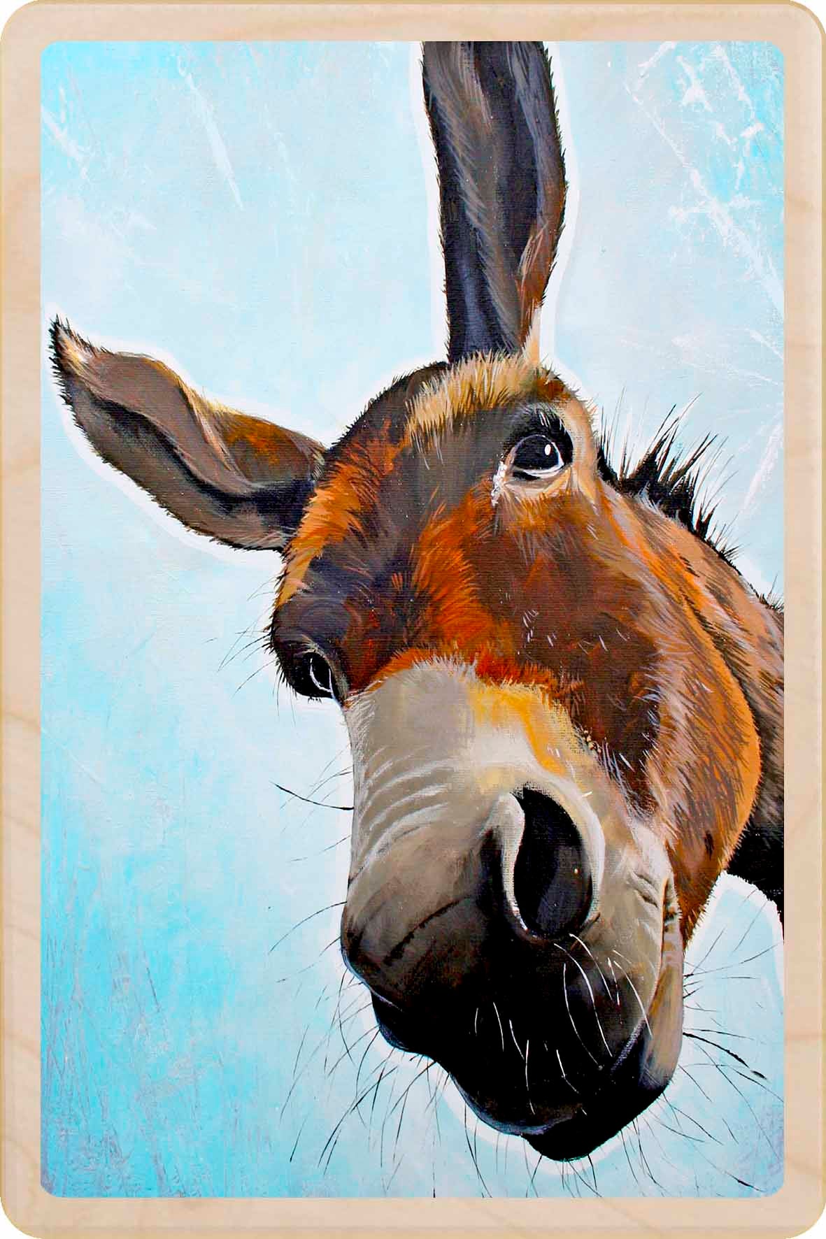 Blue Donkey - Sustainable Wooden Postcard