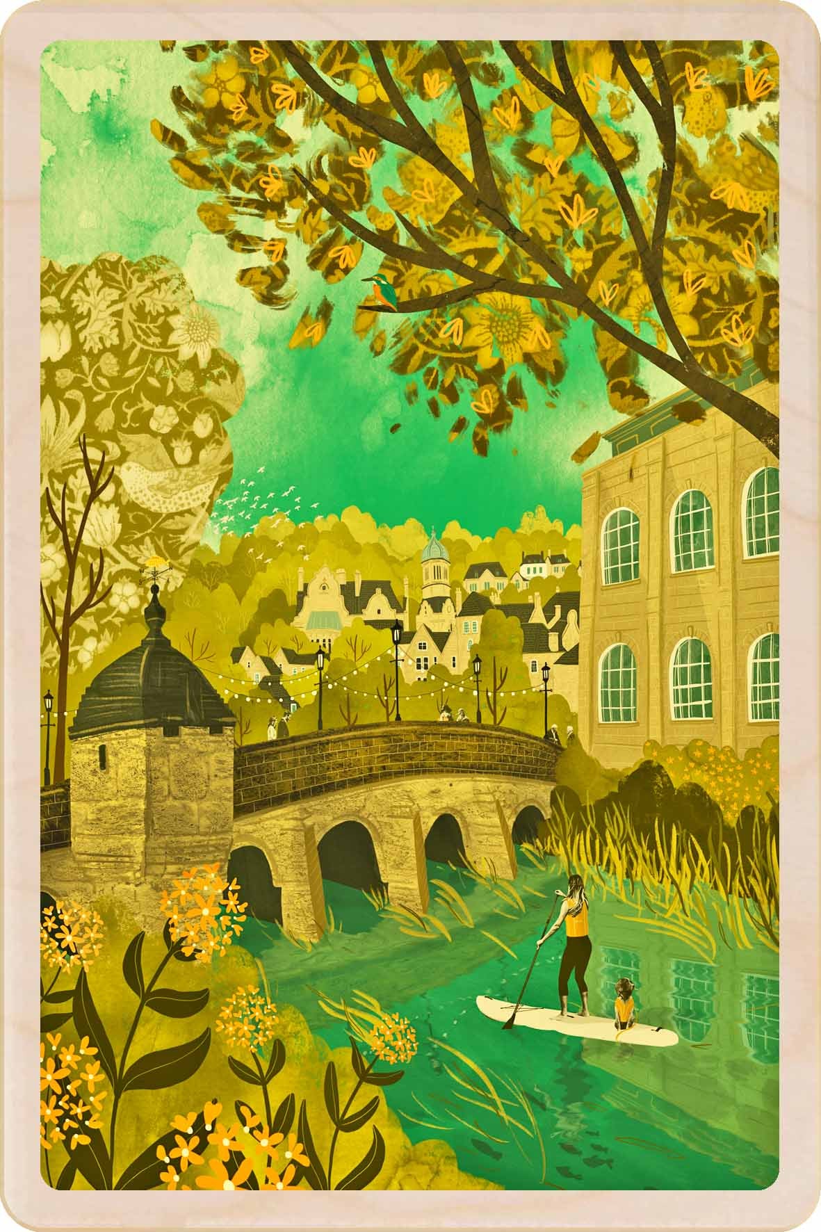 Bradford on Avon Wooden postcard by Emy Lou holmes