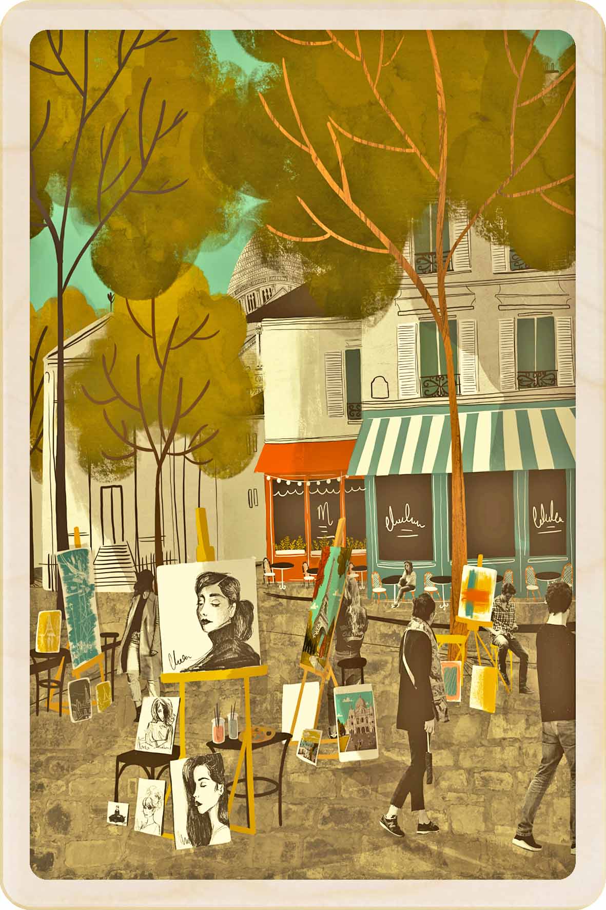 Montmartre Artists – Paris Wooden Postcard