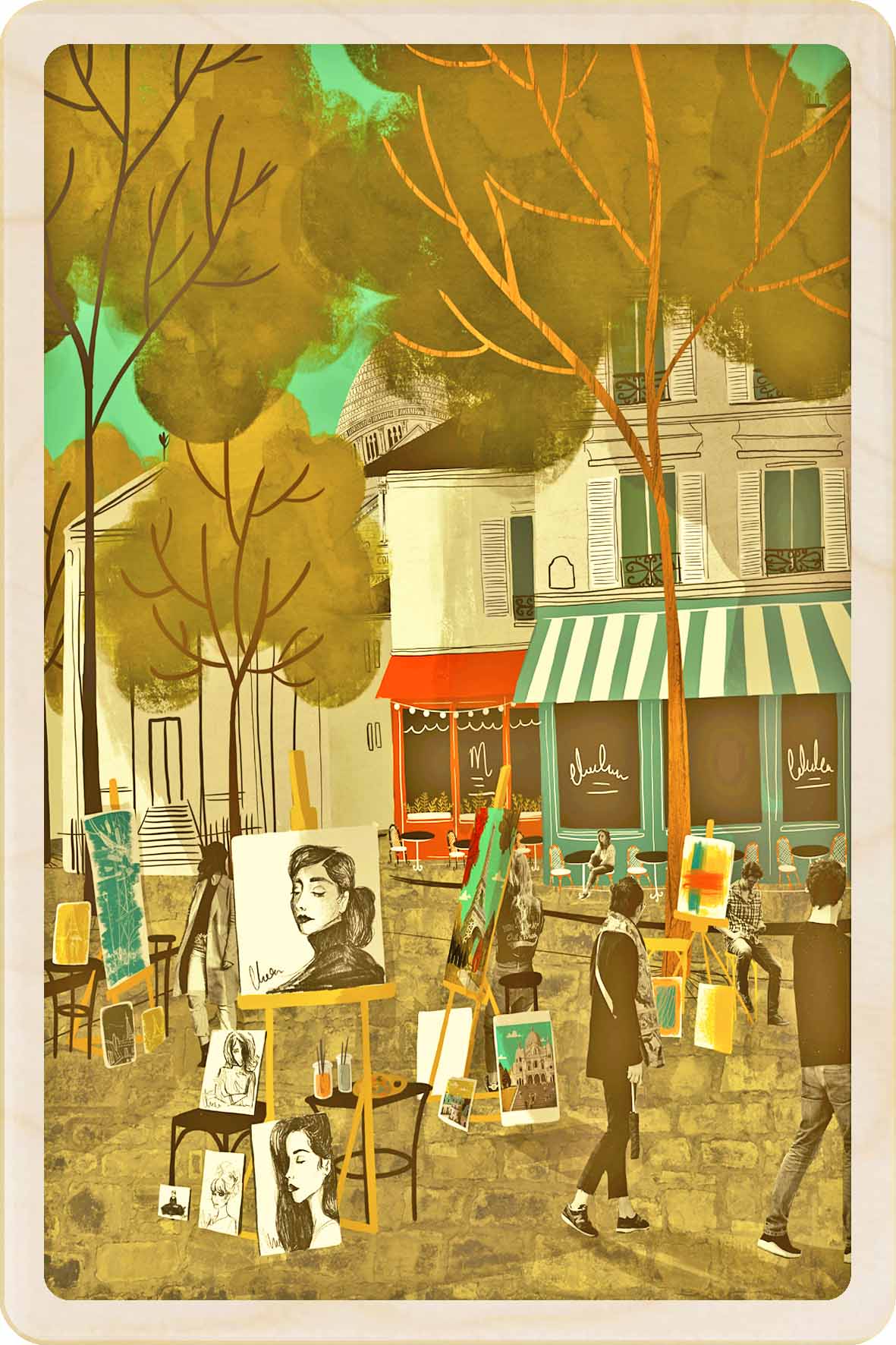 Marché du Livre – Paris Wooden Postcard