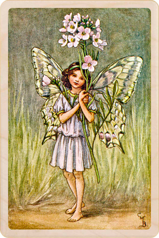 Lady's Smock Fairy by Cicely Mary Barker. Printed with vibrant colour and fine detail. Made to send, keep, or collect. Handmade in the UK since 2012.
