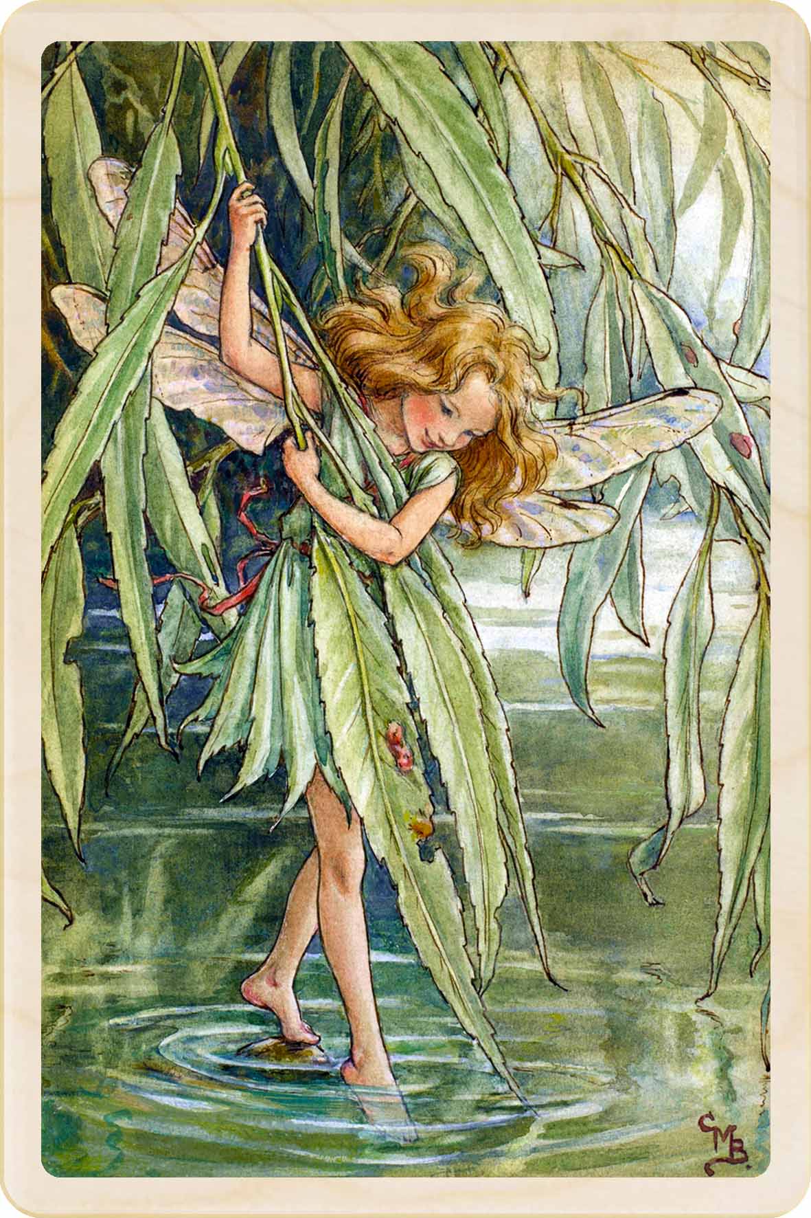 The Willow Tree Fairy wooden postcard. Featuring Cicely Mary Barker's original Flower Fairy illustration. Handmade in Suffolk since 2012.
