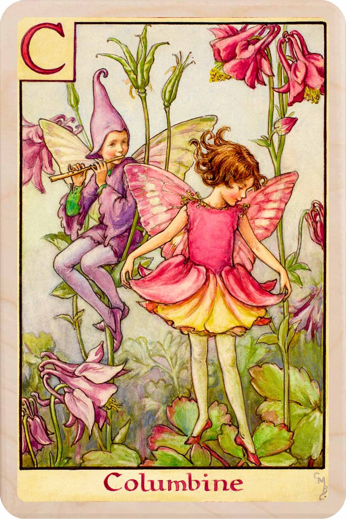 C - Columbine Fairy – Alphabet Flower Fairies™ Wooden Postcard
Original Flower Fairies™ illustration by Cicely Mary Barker, printed in Suffolk on sustainable wood. Part of the Alphabet Fairy collection—made to send, keep and display.