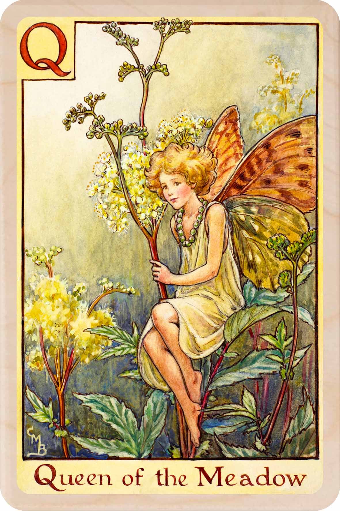 Q - Queen of the Meadow Fairy – Alphabet Flower Fairies™ Wooden Postcard
Original Flower Fairies™ illustration by Cicely Mary Barker, printed in Suffolk on sustainable wood. Part of the Alphabet Fairy collection—made to send, keep and display.