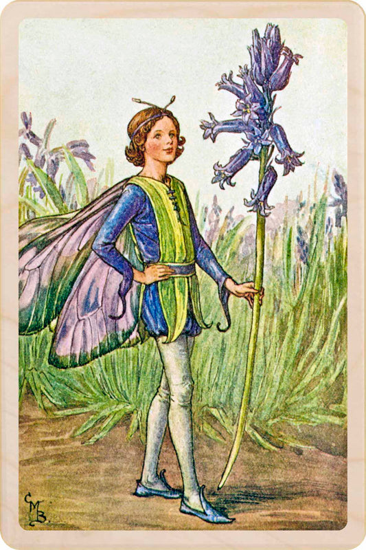Bluebell Fairy by Cicely Mary Barker. Printed with vibrant colour and fine detail. Made to send, keep, or collect. Handmade in the UK since 2012.
