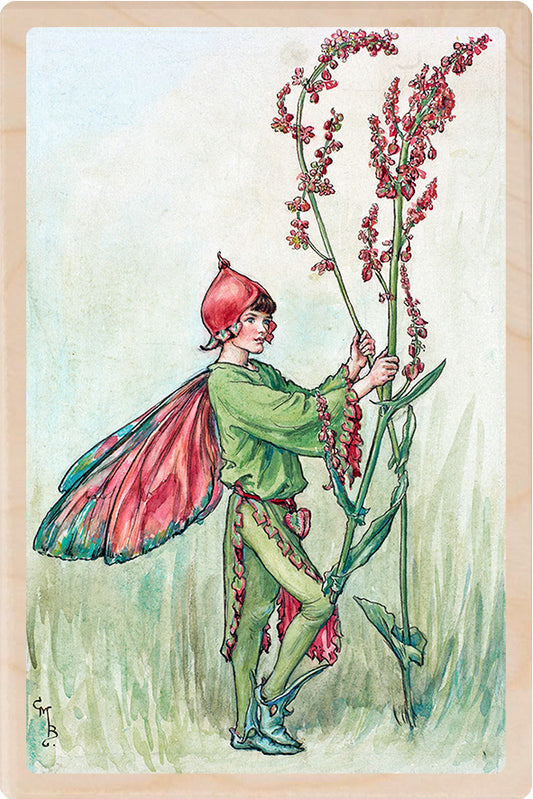 Sorrel Fairy by Cicely Mary Barker. Printed with vibrant colour and fine detail. Made to send, keep, or collect. Handmade in the UK since 2012.
