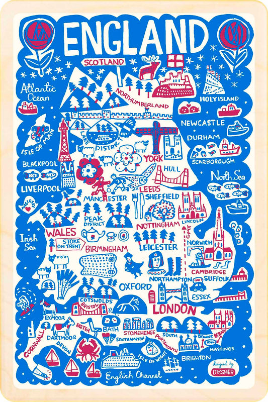 England – Sustainable Wooden Postcard