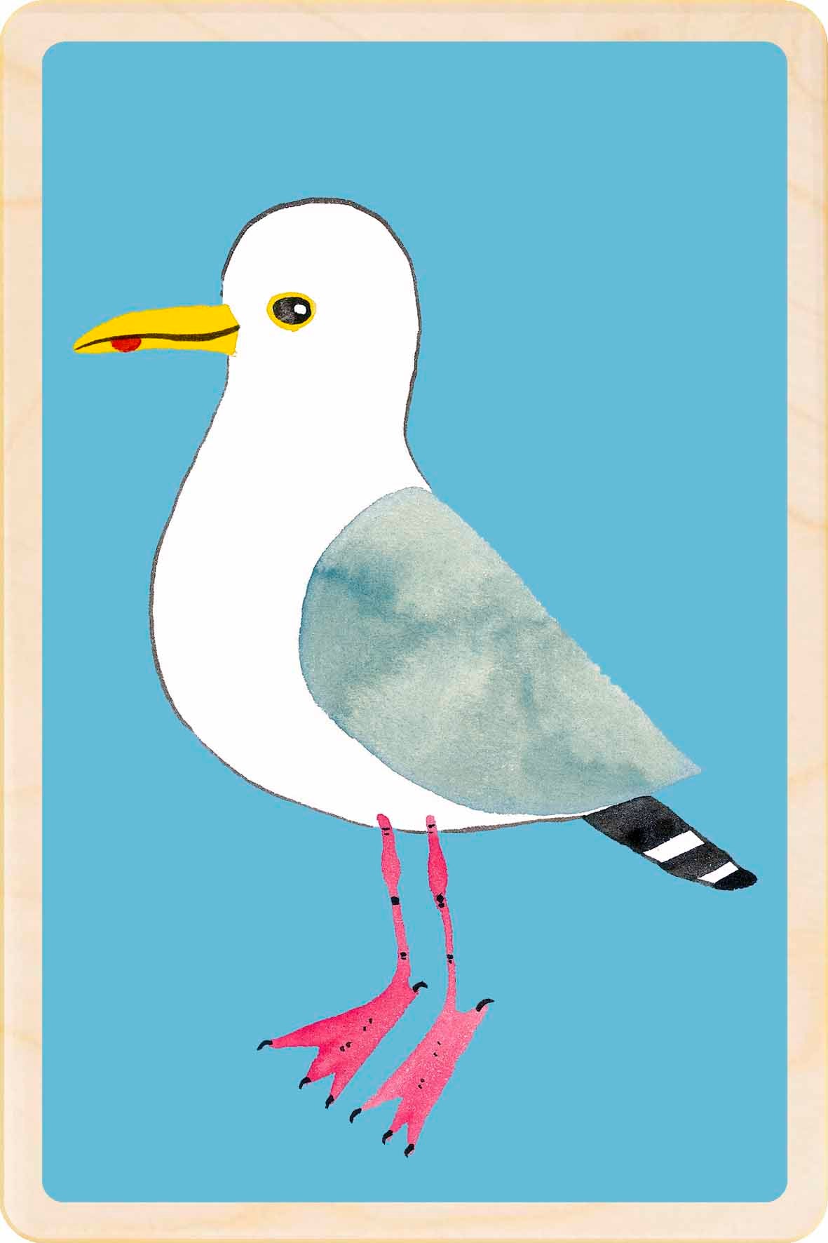 Seagull - bird Illustration wooden postcard by Matt Sewell