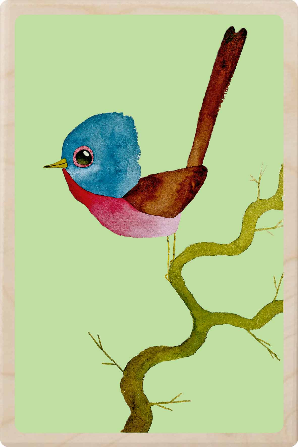 bird Illustration wooden postcard by Matt Sewell