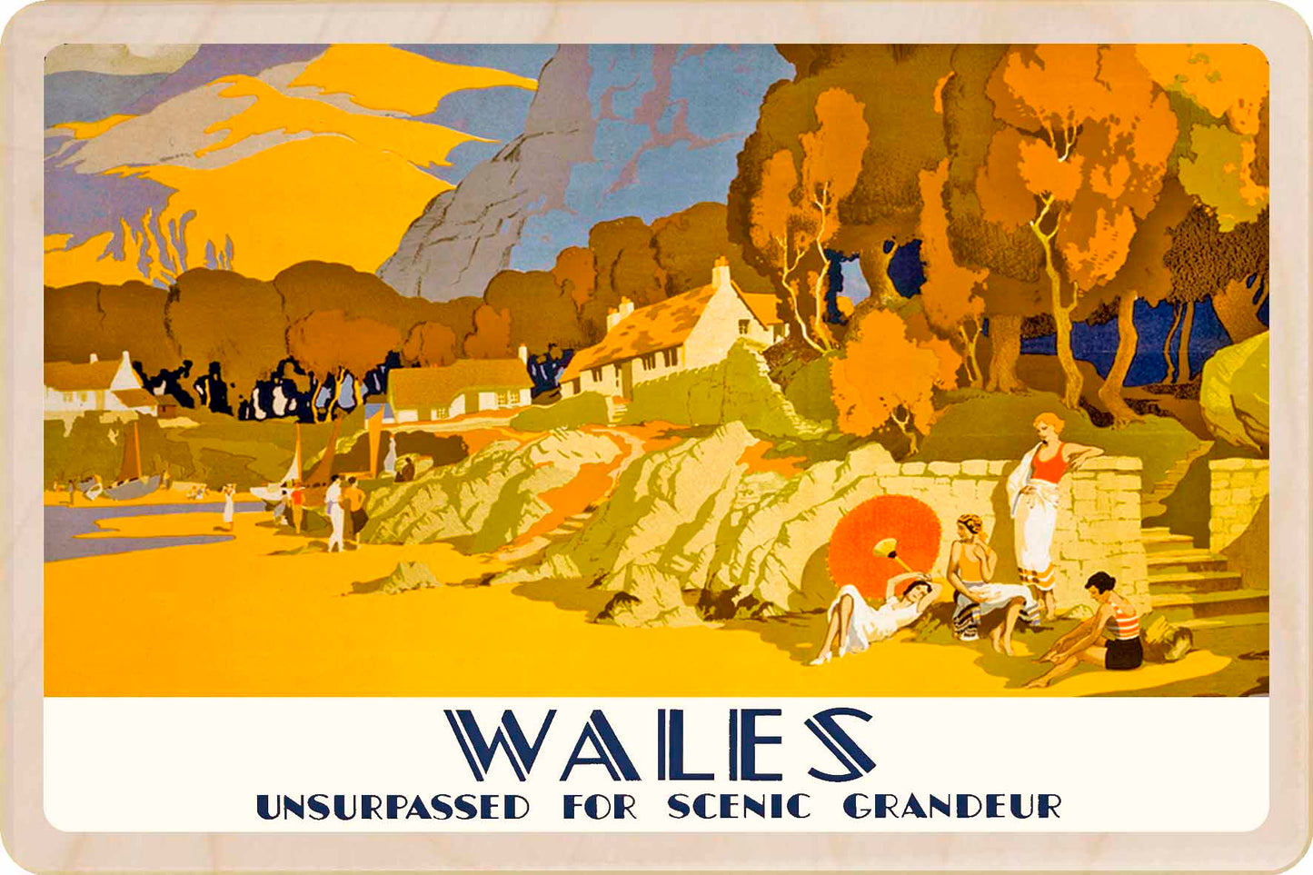 Wales, Unsurpassed for Scenic Beauty - Wooden Postcard featuring an original vintage travel poster from ©National Railway Museum