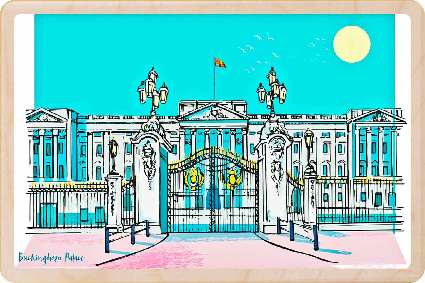 Buckingham Palace, London - Wooden Postcard to send and to keep. An original, award-winning illustration;by ©Rocket68, inspired by iconic London landmarks.