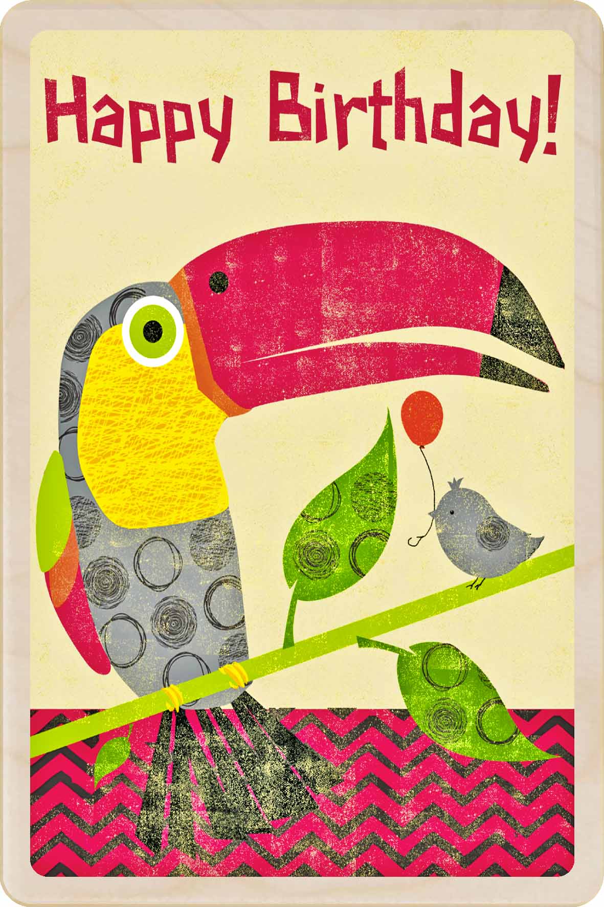 Sustainable children’s birthday postcard – printed on wood, handmade in Suffolk