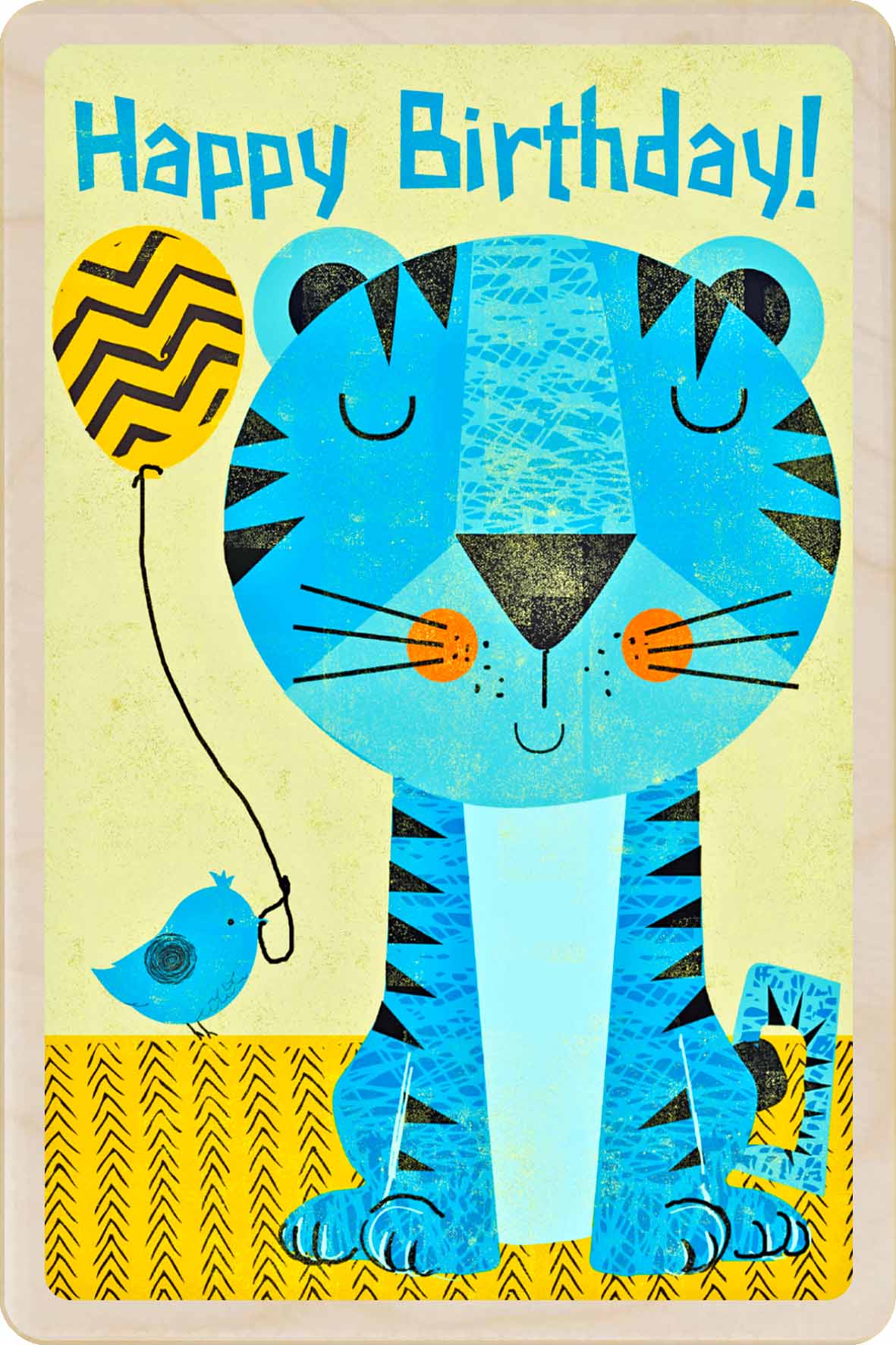 Sustainable children’s birthday postcard – printed on wood, handmade in Suffolk