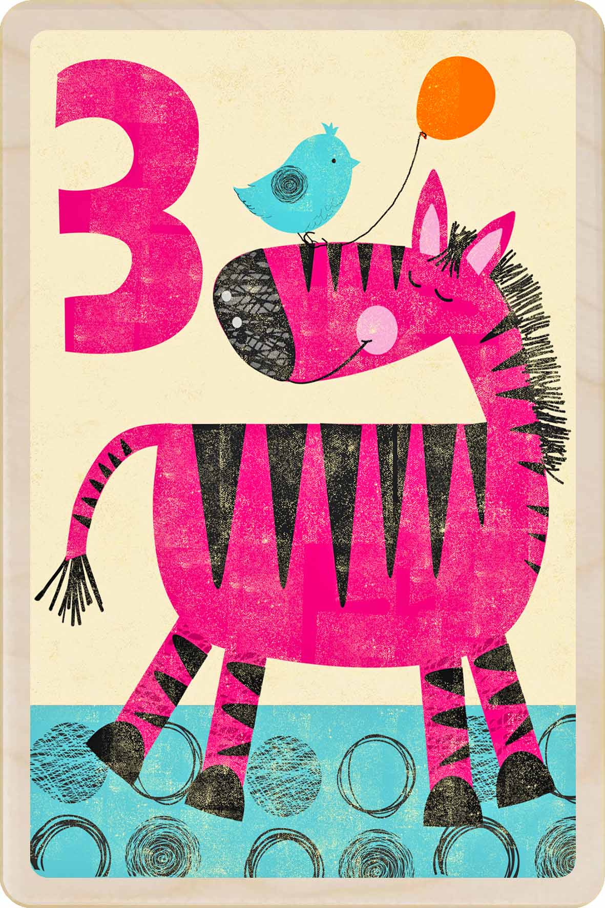 Sustainable children’s birthday postcard – printed on wood, handmade in Suffolk