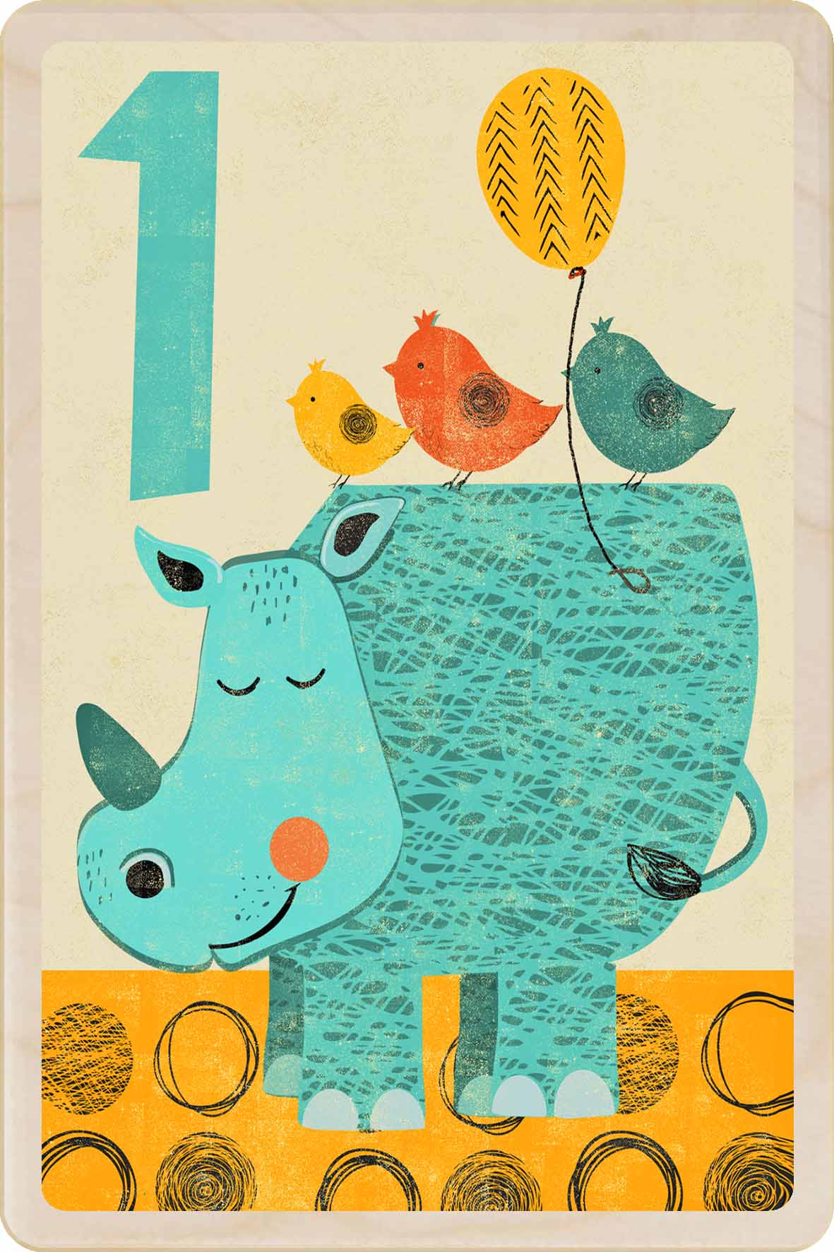 Sustainable children’s birthday postcard – printed on wood, handmade in Suffolk