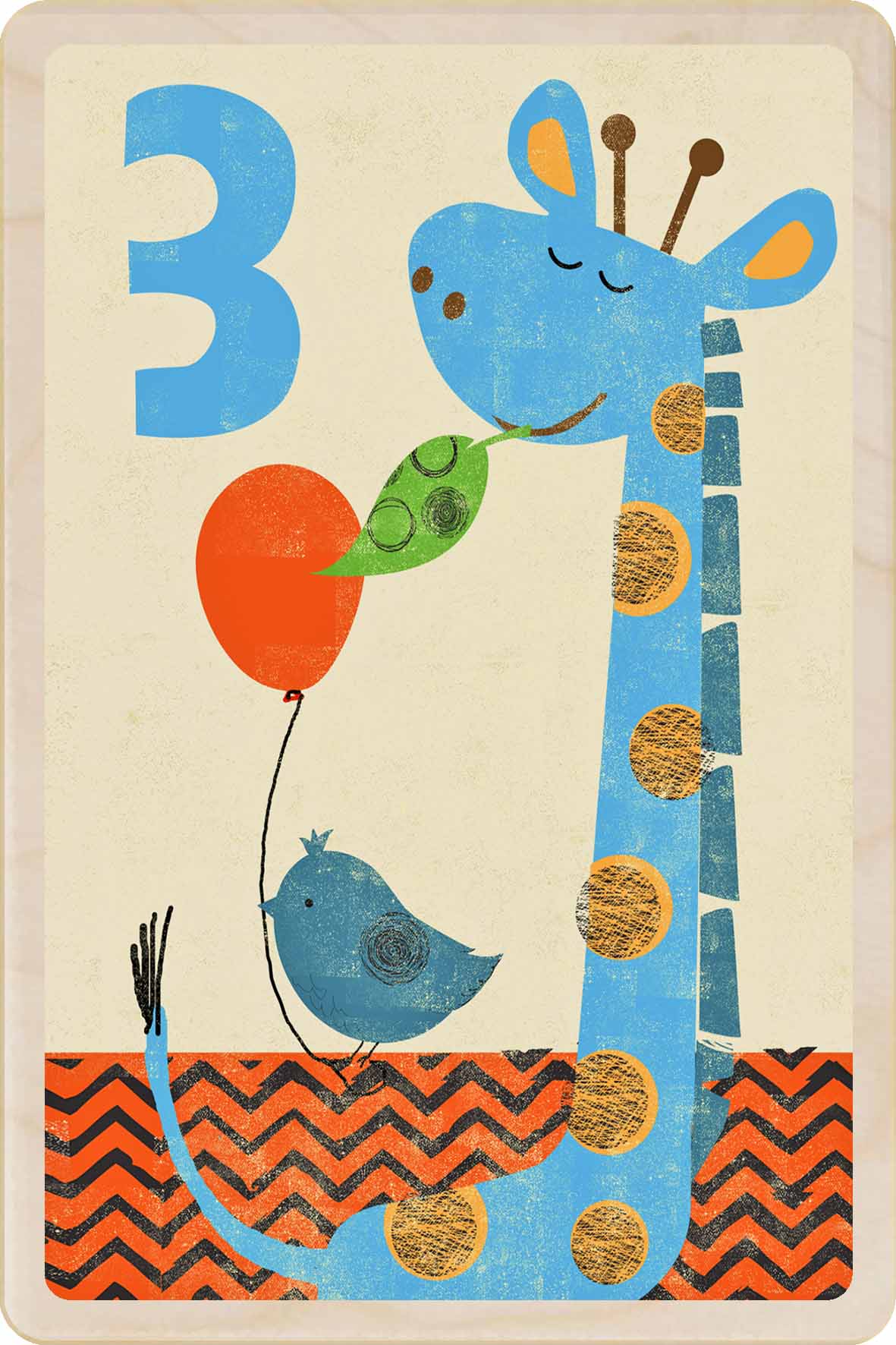 Sustainable children’s birthday postcard – printed on wood, handmade in Suffolk