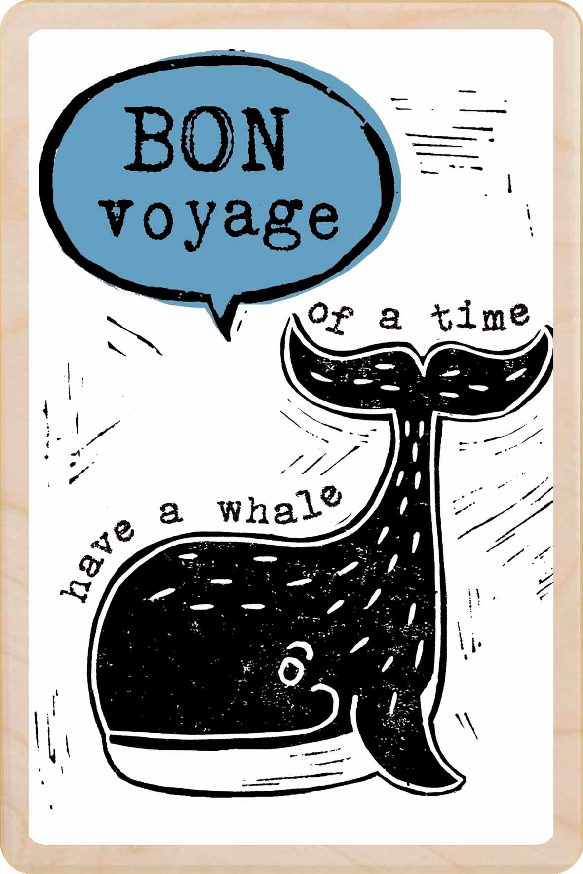 Bon Voyage - Wooden Postcard to send love, support, or thoughtful wishes. Made in Suffolk from sustainable wood since 2012.
