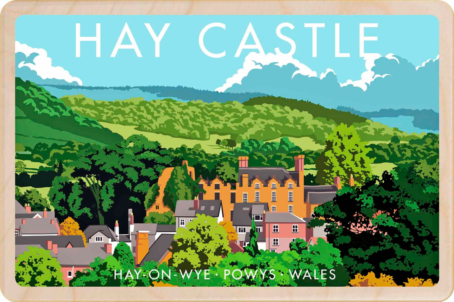 Hay Castle, Wales - Stephen Millership Wooden Postcard