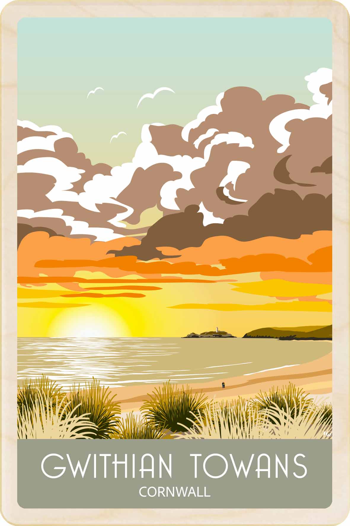 Gwithian Towans - Wooden Postcard