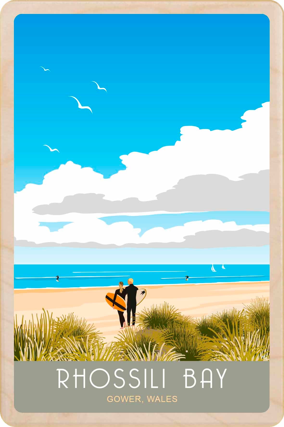 Rhossili Bay, Gower - Eco-friendly card - Wooden Postcard