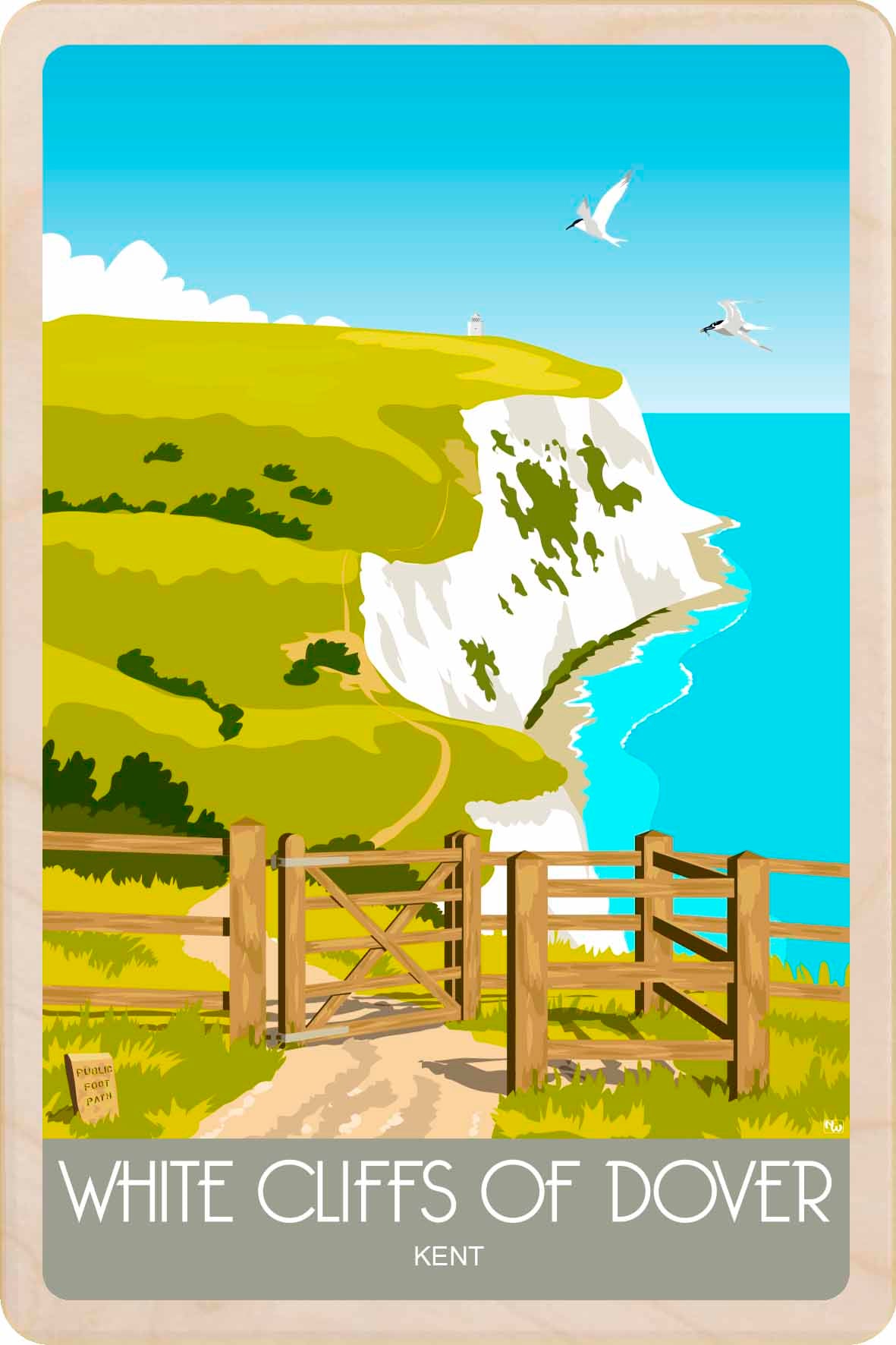 White Cliffs of Dover - Wooden Postcard