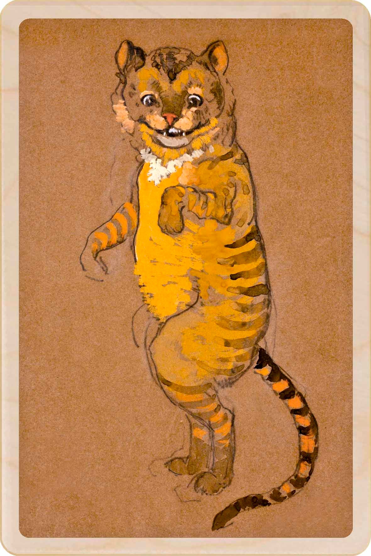 The Cheshire Cat (1915)- Wooden Postcard. Costume design by William Penhallow Henderson, printed on sustainable wood.