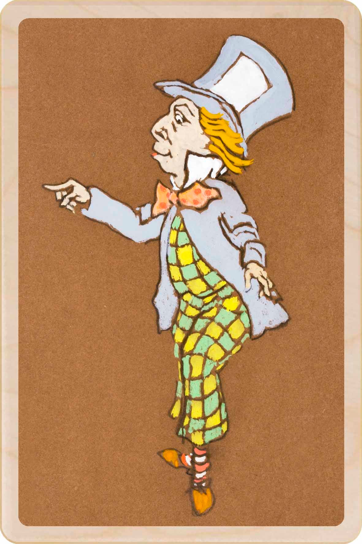 The Mad Hatter (1915) - Wooden Postcard. Costume design for Lewis Carroll's Alice in Wonderland, by William Penhallow Henderson, printed on sustainable wood.