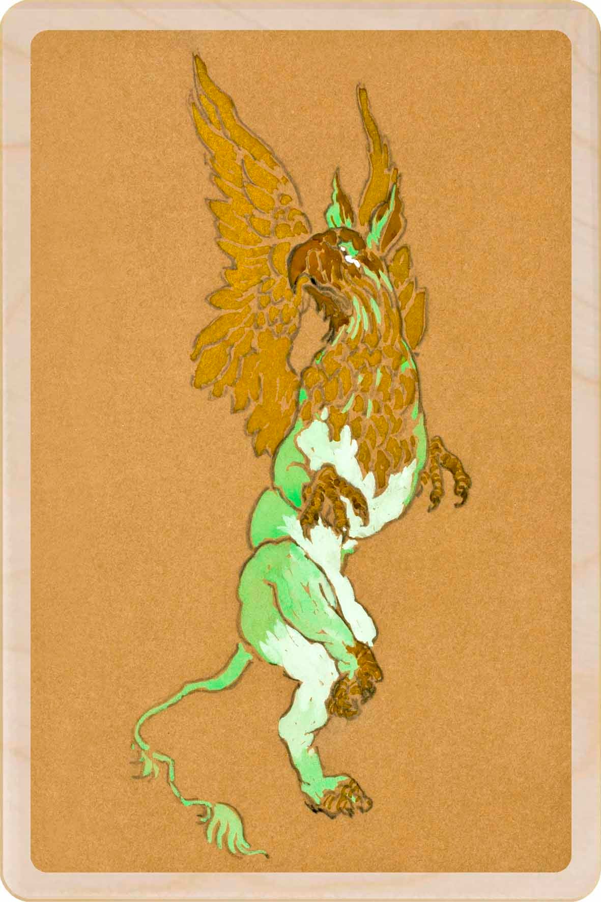 The Gryphon (1915) - Wooden Postcard. Costume design for Lewis Carroll's Alice in Wonderland, by William Penhallow Henderson, printed on sustainable wood.
