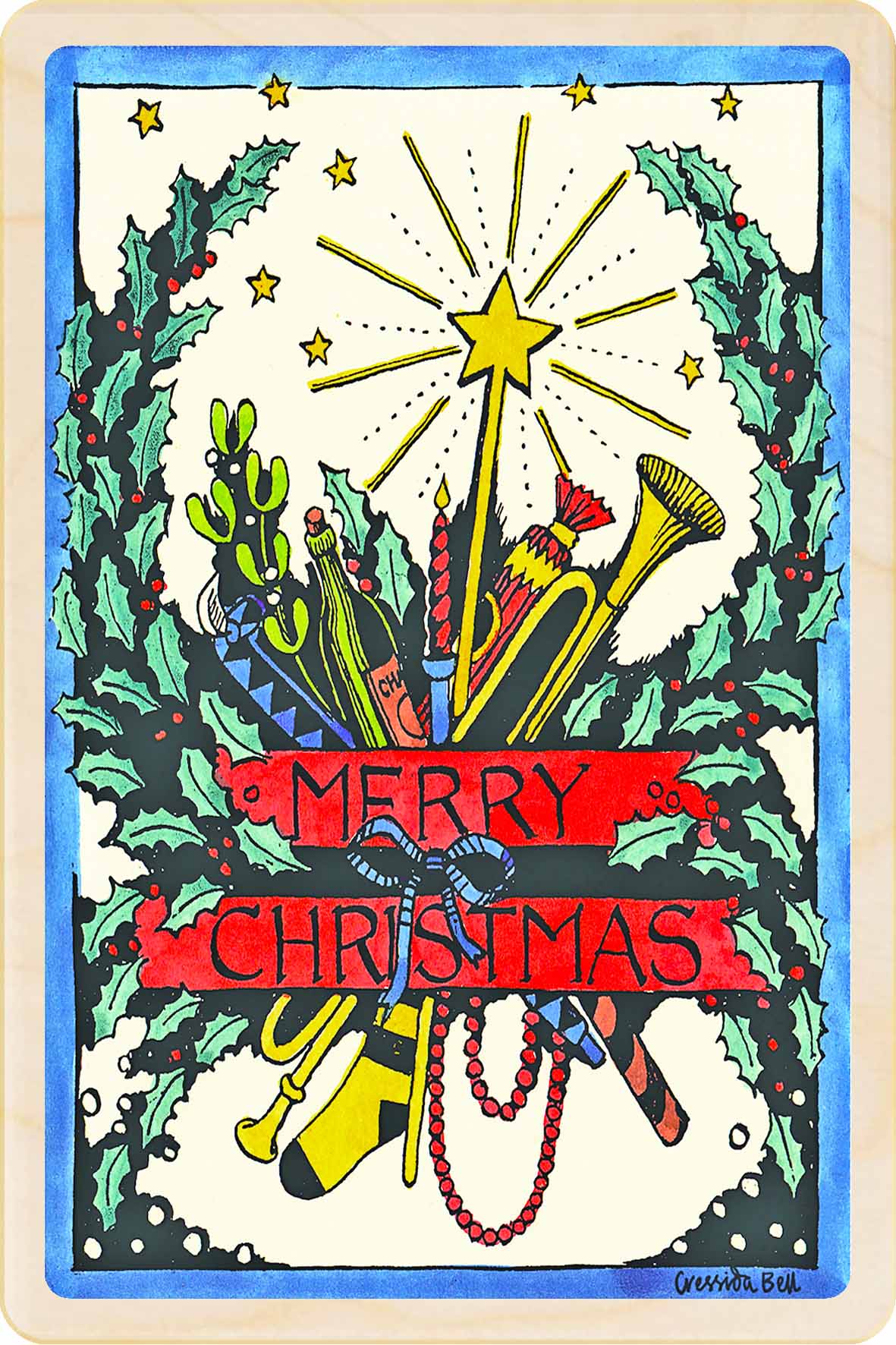 Merry Christmas – Christmas card - Wooden Postcard
Original Christmas illustration printed on sustainable wood. A beautiful card to send, display, or tuck into a stocking.