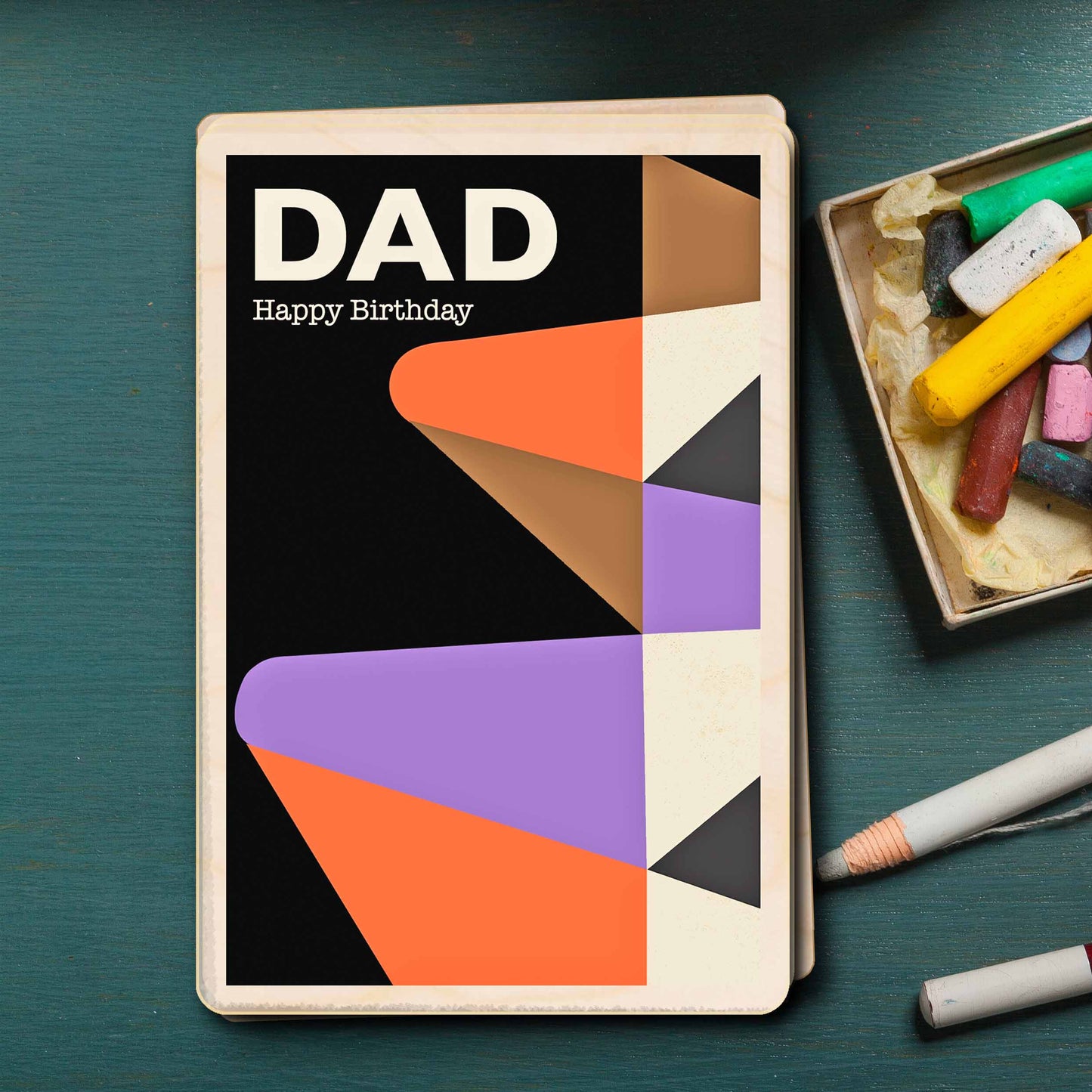 Dad Birthday card – Mid-Century Inspired - The Wooden Postcard Company