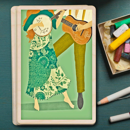 Folk Blues – Sustainable Wooden Postcard