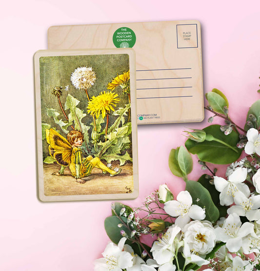 Dandelion Fairy by Cicely Mary Barker. Printed with vibrant colour and fine detail. Made to send, keep, or collect. Handmade in the UK since 2012.