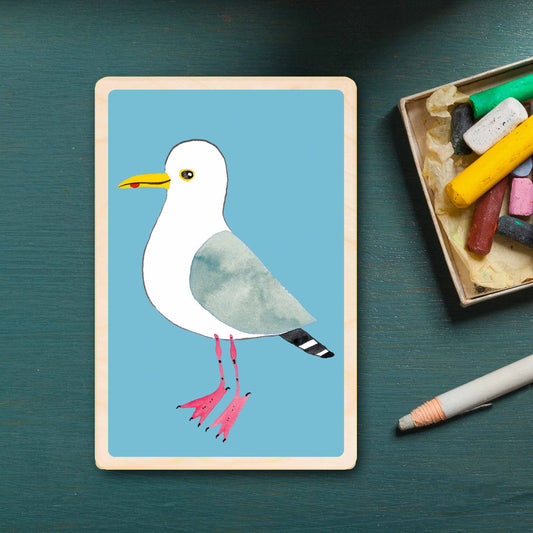 Seagull - bird Illustration wooden postcard by Matt Sewell
