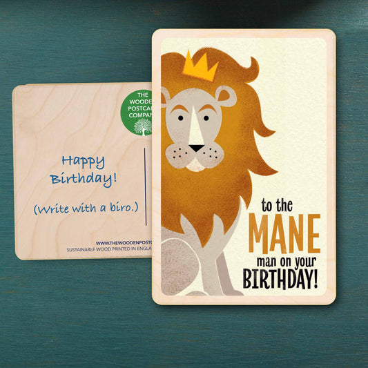 Main Man Birthday Card - The Wooden Postcard Company