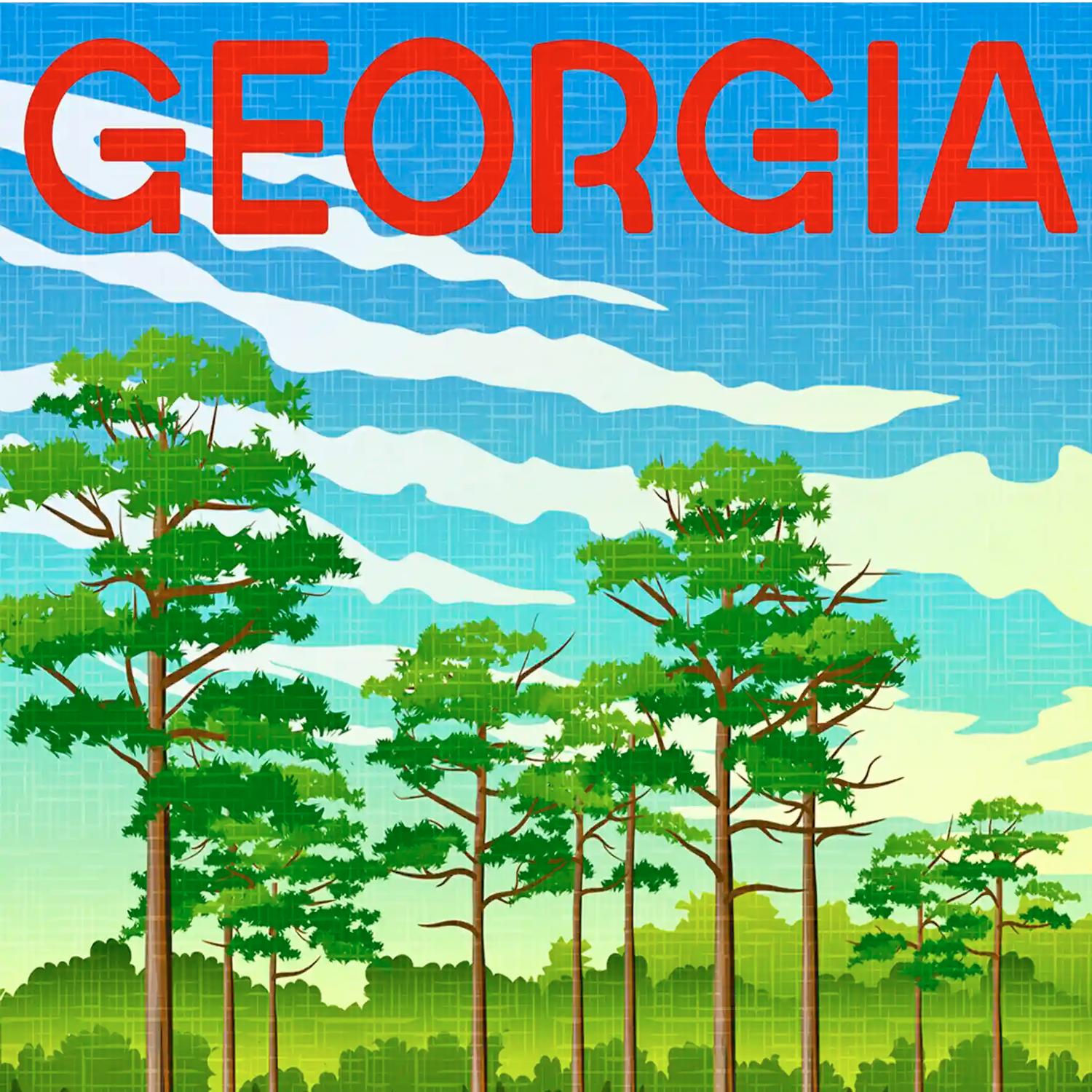 Georgia Travel Art Cards. Unique eco souvenirs and gifts. The Wooden Postcard Company
