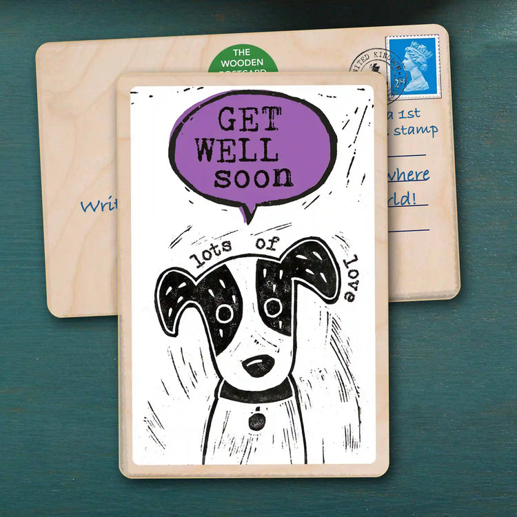 Sympathy, Get Well, and Thinking of You cards, thoughtful wooden postcards made in England since 2012.