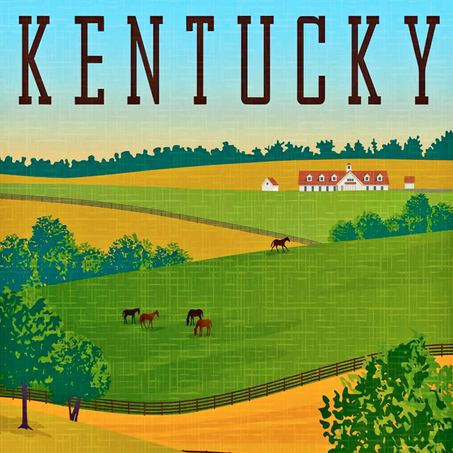Kentucky Travel Art Cards. Unique eco souvenirs and gifts. The Wooden Postcard Company