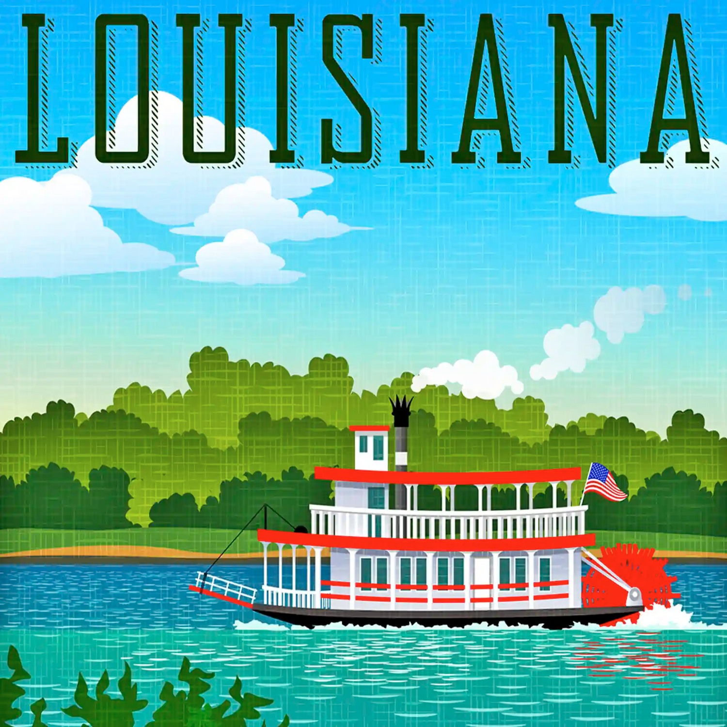 Louisiana Travel Art Cards. Unique eco souvenirs and gifts. The Wooden Postcard Company