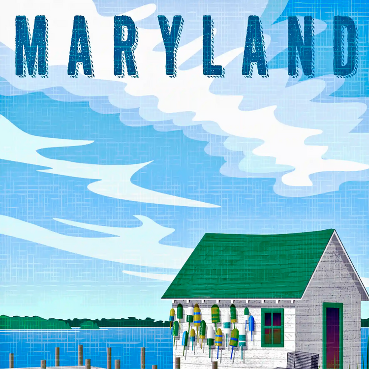 Maryland Travel Art Cards | Eco Gifts & Souvenirs. The Wooden Postcard Company