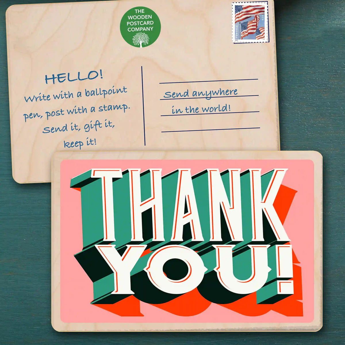 Thank You Wooden postcards