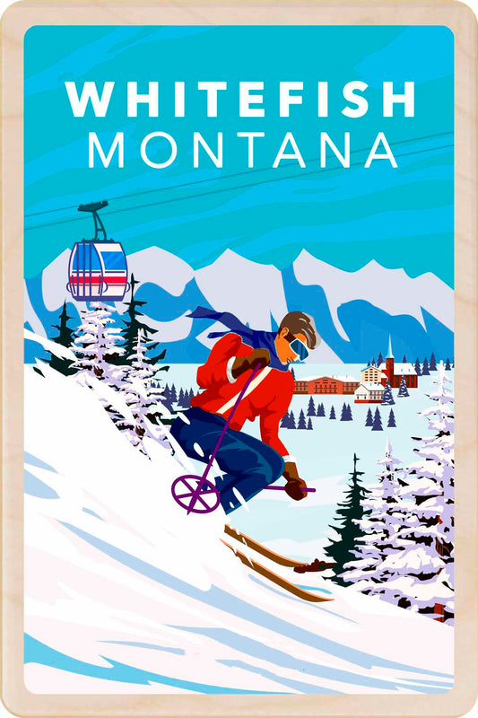 Whitefish, Montana - See America – Eco-friendly Card - Wooden Postcard

Write on the back with any pen and post worldwide with a standard stamp. A smart, eco-friendly card and gift.