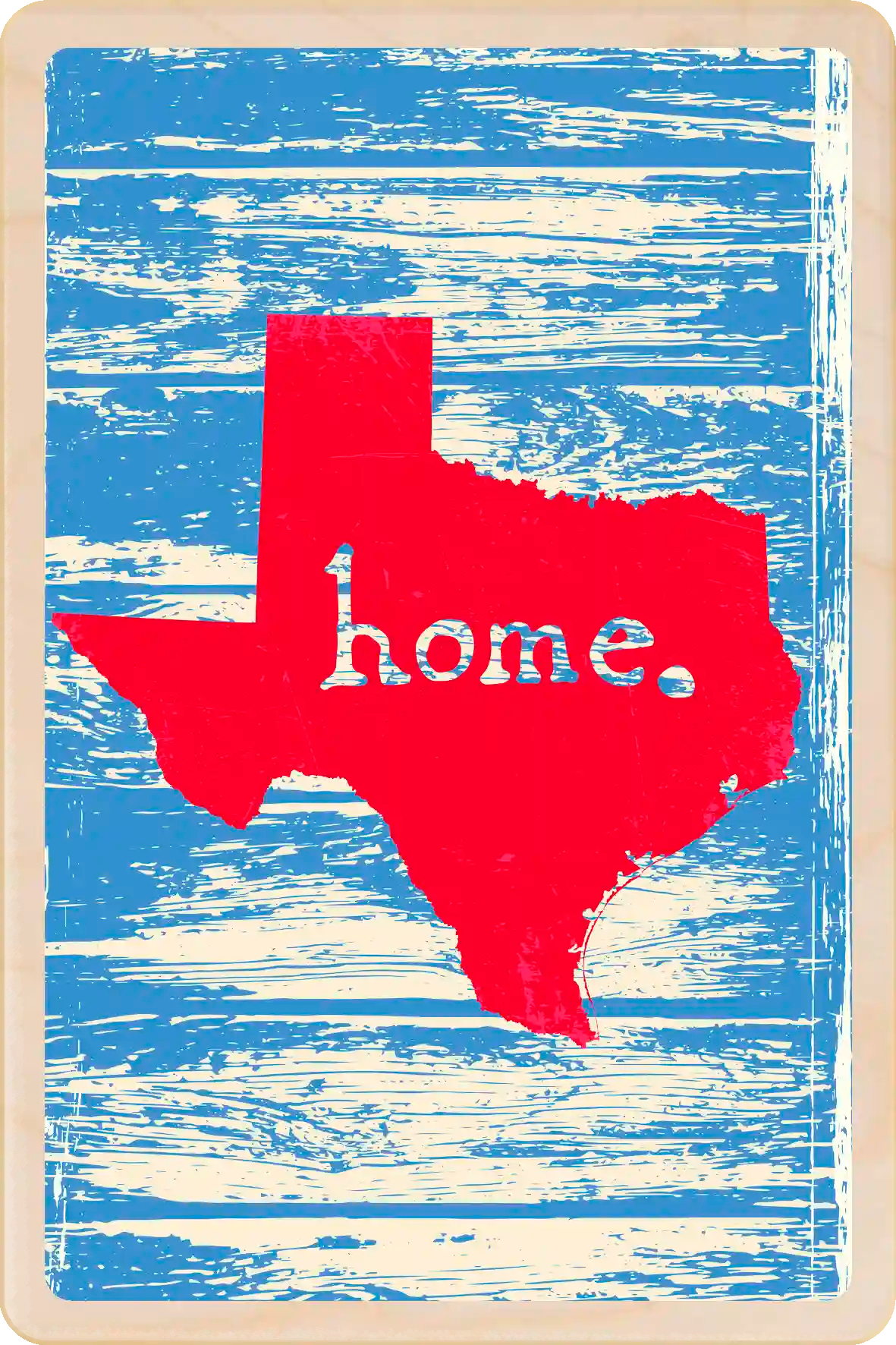 Home, Texas Travel Art Wooden Postcard to send, gift, and keep. The Wooden Postcard Company