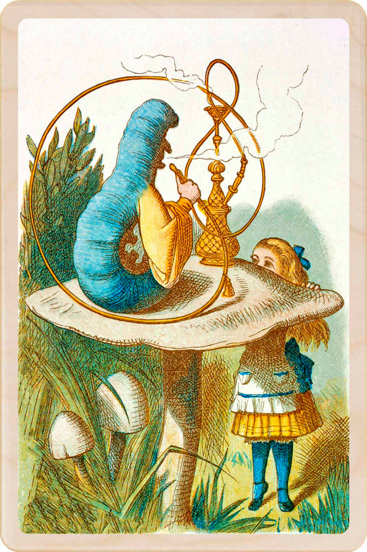 The Blue Caterpillar – Alice in Wonderland Wooden Postcard