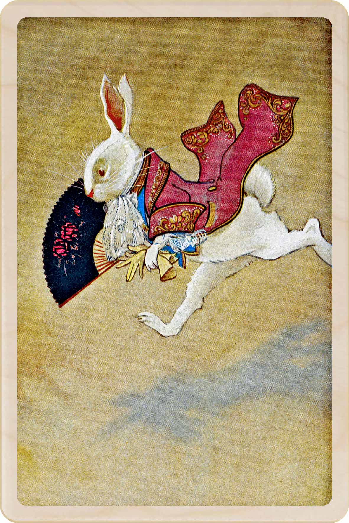 The White Rabbit&nbsp;- Wooden Postcard, Arthur Rackham for Lewis Carroll's Alice in Wonderland, printed on sustainable wood.