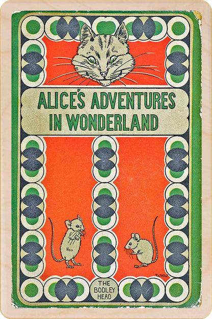 Original Book Cover – Alice in Wonderland Wooden Postcard