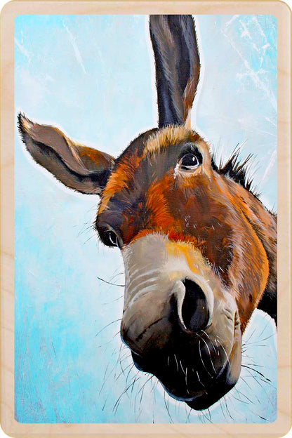 Blue Donkey - Sustainable Wooden Postcard