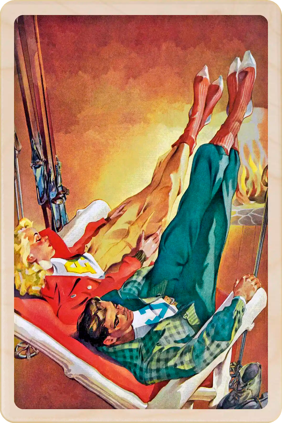 Apres-Ski - Wooden postcard to send and to keep.

Write with a biro, post with a 1st or 2nd class stamp.
You can send this wooden card&nbsp;anywhere in the world.

Sustainable wood.
Size: 15cm by 10cm (5.9" by 3.9"). Weight: 21g.
Made in Suffolk.
Recyclable product &amp; packaging.
For every order we plant a tree with Ecologi.